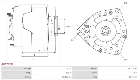 Generator 12 V AS-PL A0620PR Bild Generator 12 V AS-PL A0620PR
