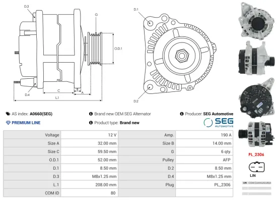Generator 12 V AS-PL A0660(SEG) Bild Generator 12 V AS-PL A0660(SEG)