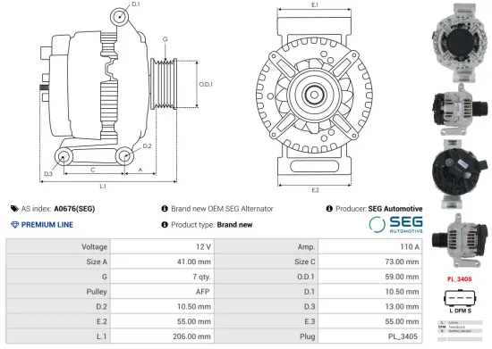 Generator 12 V AS-PL A0676(SEG) Bild Generator 12 V AS-PL A0676(SEG)