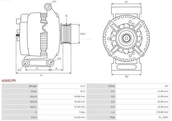 Generator 12 V AS-PL A0681PR Bild Generator 12 V AS-PL A0681PR