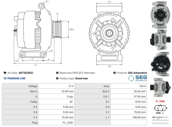 Generator 12 V AS-PL A0732(SEG) Bild Generator 12 V AS-PL A0732(SEG)