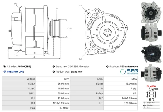 Generator 12 V AS-PL A0740(SEG) Bild Generator 12 V AS-PL A0740(SEG)