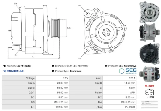 Generator 12 V AS-PL A0741(SEG) Bild Generator 12 V AS-PL A0741(SEG)