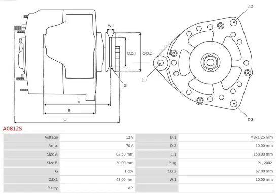 Generator 12 V AS-PL A0812S Bild Generator 12 V AS-PL A0812S