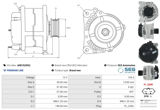 Generator 12 V AS-PL A0815(SEG) Bild Generator 12 V AS-PL A0815(SEG)