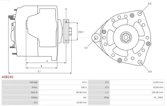 Generator 24 V AS-PL A0824S Bild Generator 24 V AS-PL A0824S