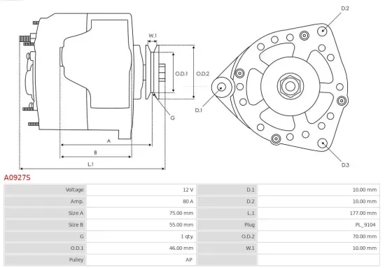 Generator 12 V AS-PL A0927S Bild Generator 12 V AS-PL A0927S