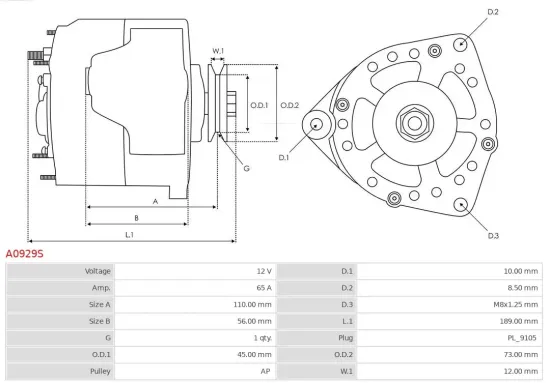 Generator 12 V AS-PL A0929S Bild Generator 12 V AS-PL A0929S