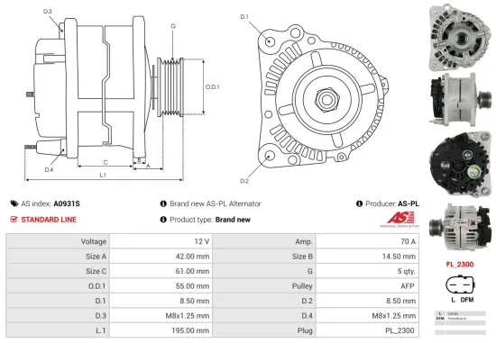 Generator 12 V AS-PL A0931S Bild Generator 12 V AS-PL A0931S