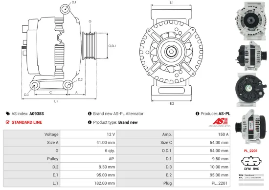 Generator 12 V AS-PL A0938S Bild Generator 12 V AS-PL A0938S