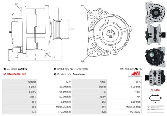 Generator 12 V AS-PL A0941S Bild Generator 12 V AS-PL A0941S