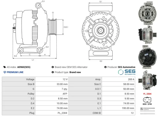 Generator 12 V AS-PL A0960(SEG) Bild Generator 12 V AS-PL A0960(SEG)