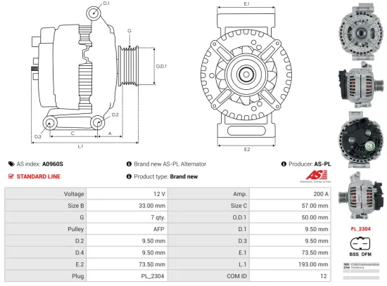 Generator 12 V AS-PL A0960S Bild Generator 12 V AS-PL A0960S