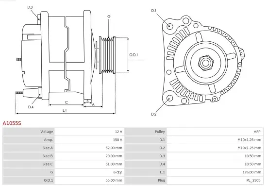 Generator 12 V AS-PL A1055S Bild Generator 12 V AS-PL A1055S