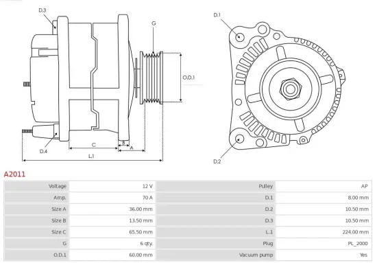 Generator 12 V AS-PL A2011 Bild Generator 12 V AS-PL A2011