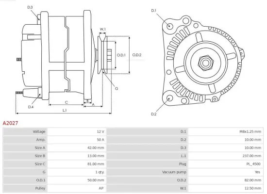 Generator 12 V AS-PL A2027 Bild Generator 12 V AS-PL A2027