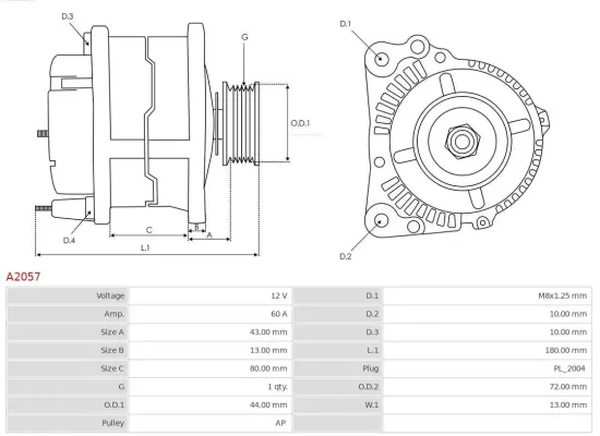 Generator 12 V AS-PL A2057 Bild Generator 12 V AS-PL A2057