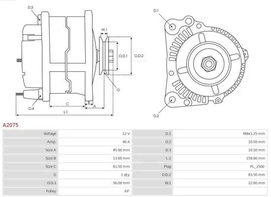 Generator 12 V AS-PL A2075 Bild Generator 12 V AS-PL A2075