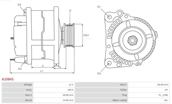 Generator 12 V AS-PL A2084S Bild Generator 12 V AS-PL A2084S