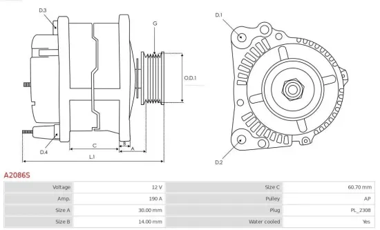 Generator 12 V AS-PL A2086S Bild Generator 12 V AS-PL A2086S