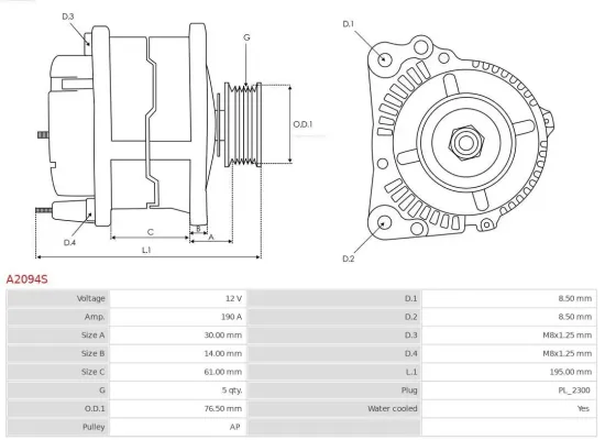 Generator 12 V AS-PL A2094S Bild Generator 12 V AS-PL A2094S