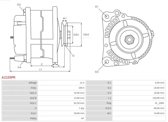 Generator 12 V AS-PL A2105PR Bild Generator 12 V AS-PL A2105PR