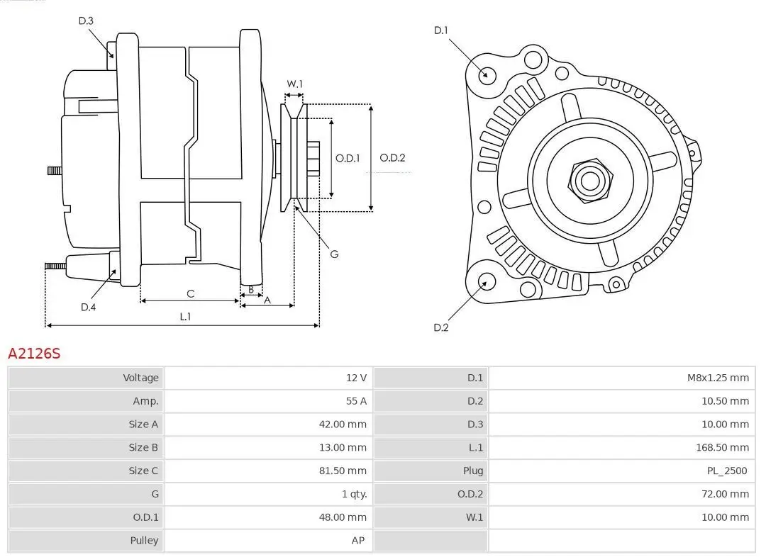 Generator 12 V AS-PL A2126S Bild Generator 12 V AS-PL A2126S