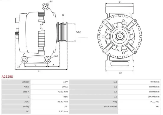 Generator 12 V AS-PL A2129S Bild Generator 12 V AS-PL A2129S