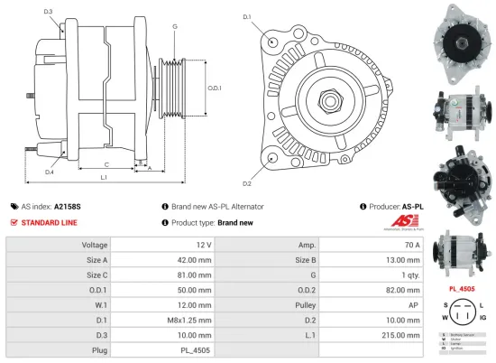 Generator 12 V AS-PL A2158S Bild Generator 12 V AS-PL A2158S