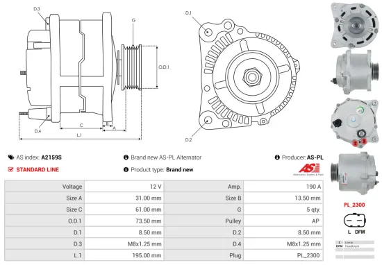 Generator 12 V AS-PL A2159S Bild Generator 12 V AS-PL A2159S