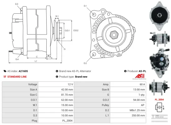 Generator 12 V AS-PL A2160S Bild Generator 12 V AS-PL A2160S