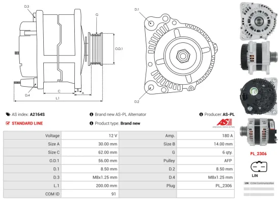 Generator 12 V AS-PL A2164S Bild Generator 12 V AS-PL A2164S