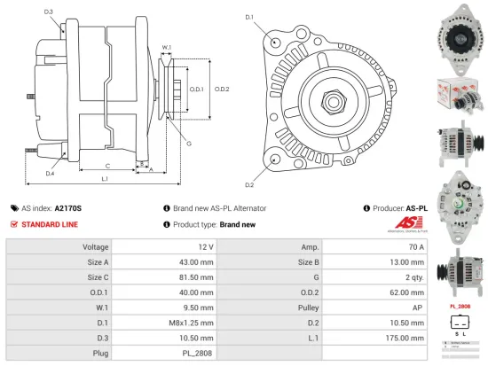 Generator 12 V AS-PL A2170S Bild Generator 12 V AS-PL A2170S