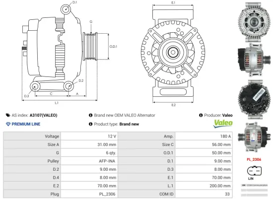 Generator 12 V AS-PL A3107(VALEO) Bild Generator 12 V AS-PL A3107(VALEO)
