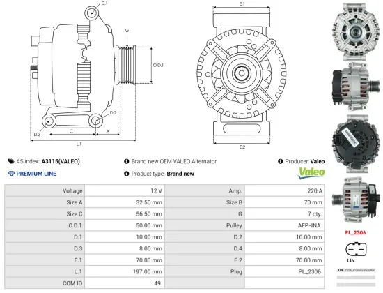 Generator 12 V AS-PL A3115(VALEO) Bild Generator 12 V AS-PL A3115(VALEO)