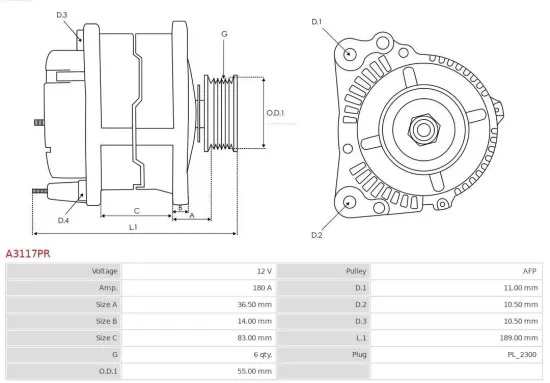 Generator 12 V AS-PL A3117PR Bild Generator 12 V AS-PL A3117PR