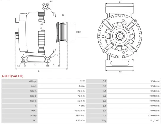 Generator 12 V AS-PL A3131(VALEO) Bild Generator 12 V AS-PL A3131(VALEO)