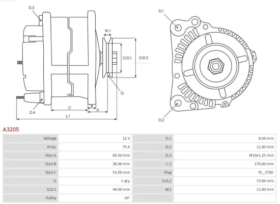 Generator 12 V AS-PL A3205 Bild Generator 12 V AS-PL A3205