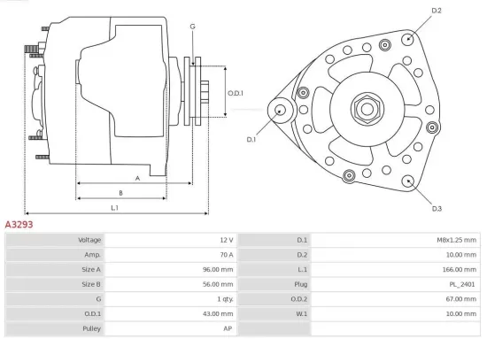Generator 12 V AS-PL A3293 Bild Generator 12 V AS-PL A3293