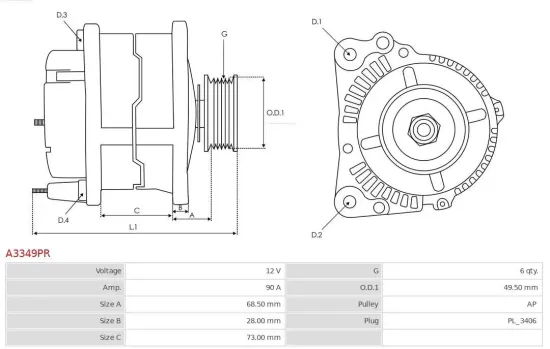 Generator 12 V AS-PL A3349PR Bild Generator 12 V AS-PL A3349PR