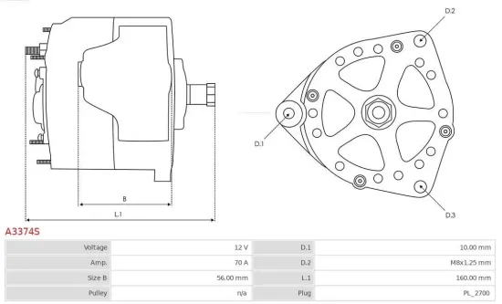 Generator 12 V AS-PL A3374S Bild Generator 12 V AS-PL A3374S