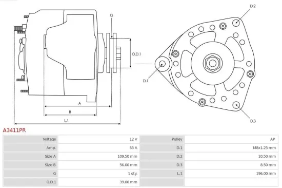 Generator 12 V AS-PL A3411PR Bild Generator 12 V AS-PL A3411PR