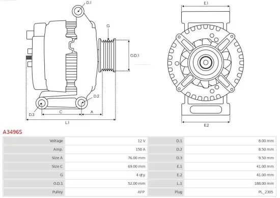 Generator 12 V AS-PL A3496S Bild Generator 12 V AS-PL A3496S