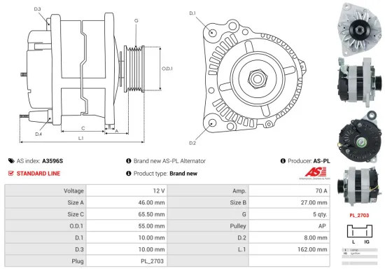 Generator 12 V AS-PL A3596S Bild Generator 12 V AS-PL A3596S