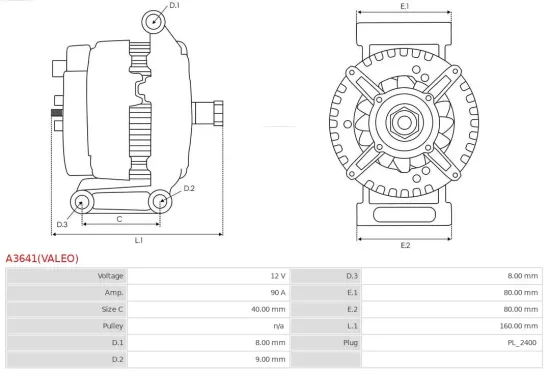 Generator 12 V AS-PL A3641(VALEO) Bild Generator 12 V AS-PL A3641(VALEO)