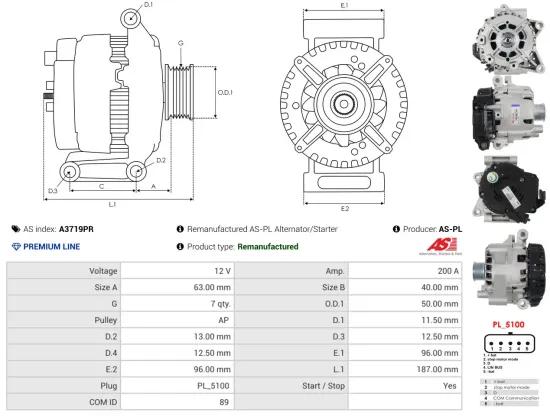 Generator 12 V AS-PL A3719PR Bild Generator 12 V AS-PL A3719PR