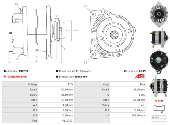 Generator 12 V AS-PL A3723S Bild Generator 12 V AS-PL A3723S