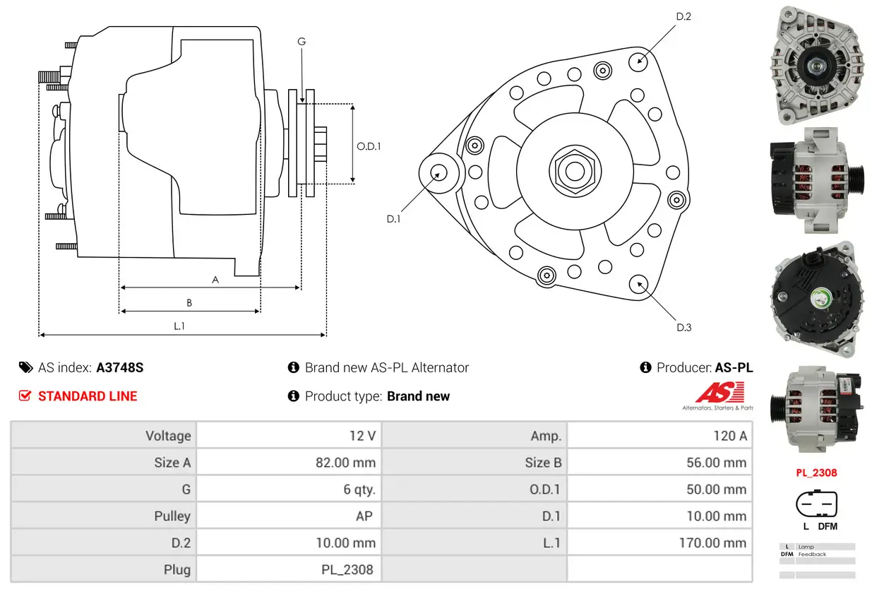 Starter 12 V 2 kW AS-PL S6602S