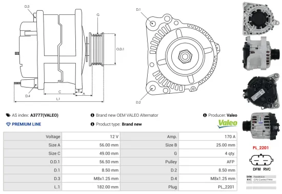Generator 12 V AS-PL A3777(VALEO) Bild Generator 12 V AS-PL A3777(VALEO)