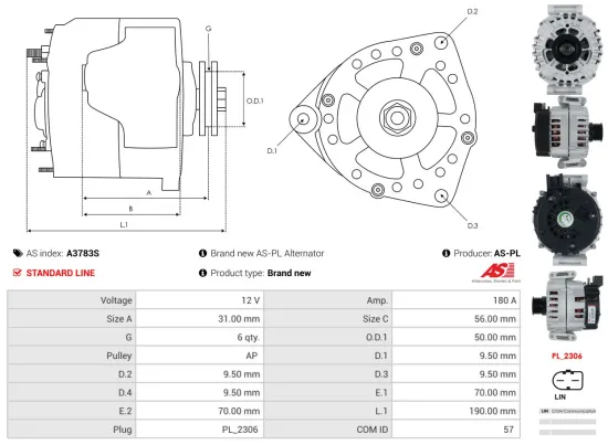 Generator 12 V AS-PL A3783S Bild Generator 12 V AS-PL A3783S